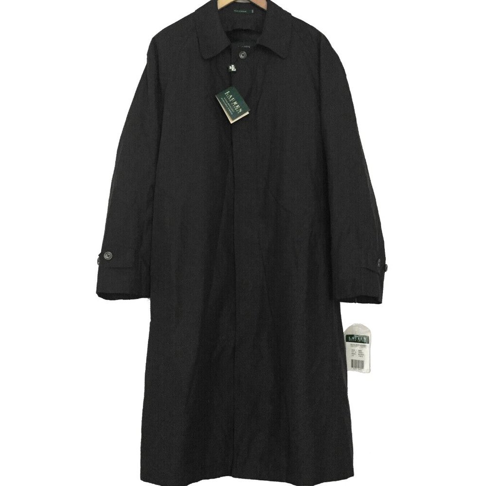 NEW $350 Ralph Lauren Classic Trench Coat!  46 Short  Black  Removable Lining